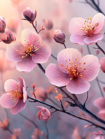 春日粉花水彩2