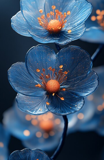 蓝金花树脂图案3