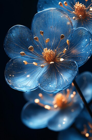 蓝金花树脂图案2