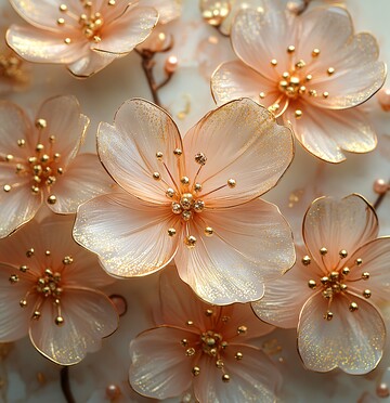 樱花金粉大理石壁画1