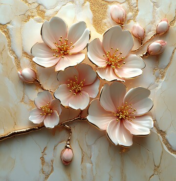 樱花金粉大理石壁画2