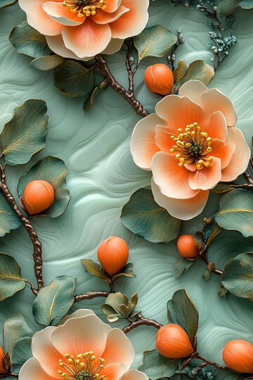 花朵金色边叶纹