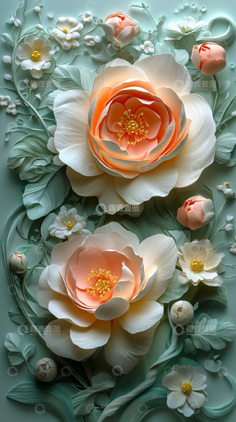 高清大图下载【趣麦麦图】春日纸艺插画