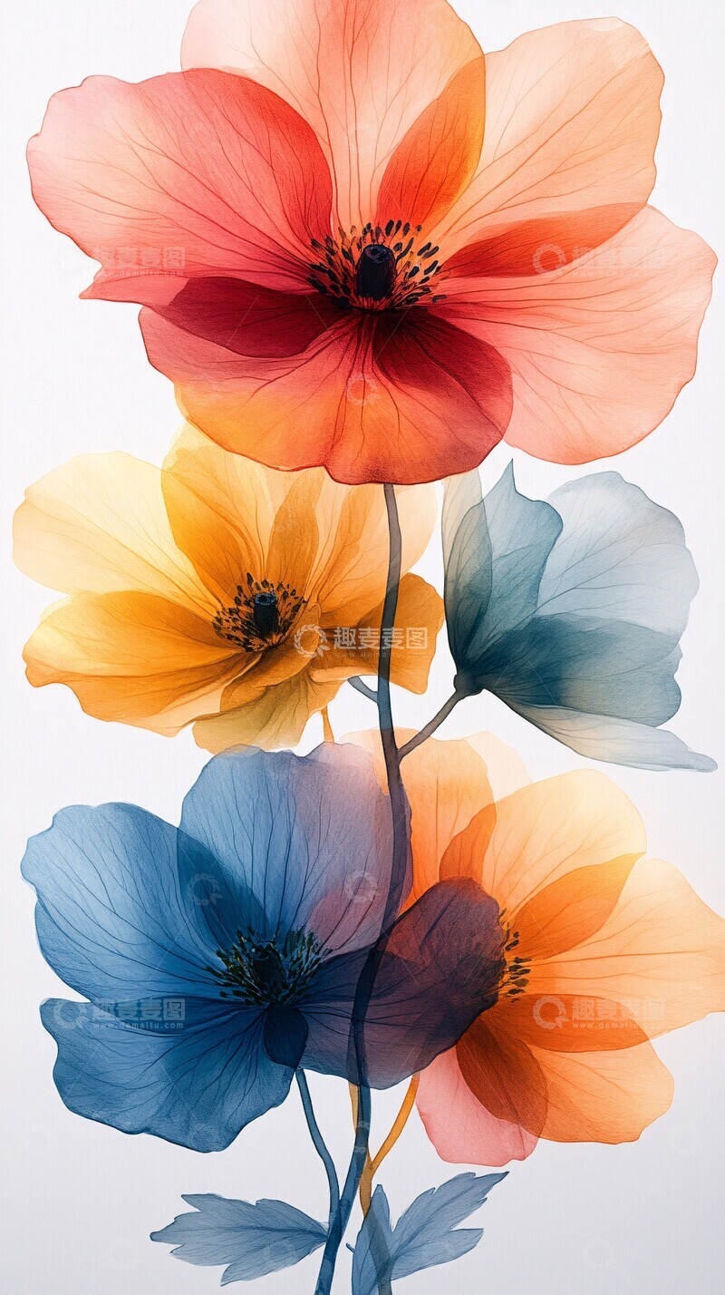 高清大图下载【趣麦麦图】淡彩花卉淡彩花卉花瓣2