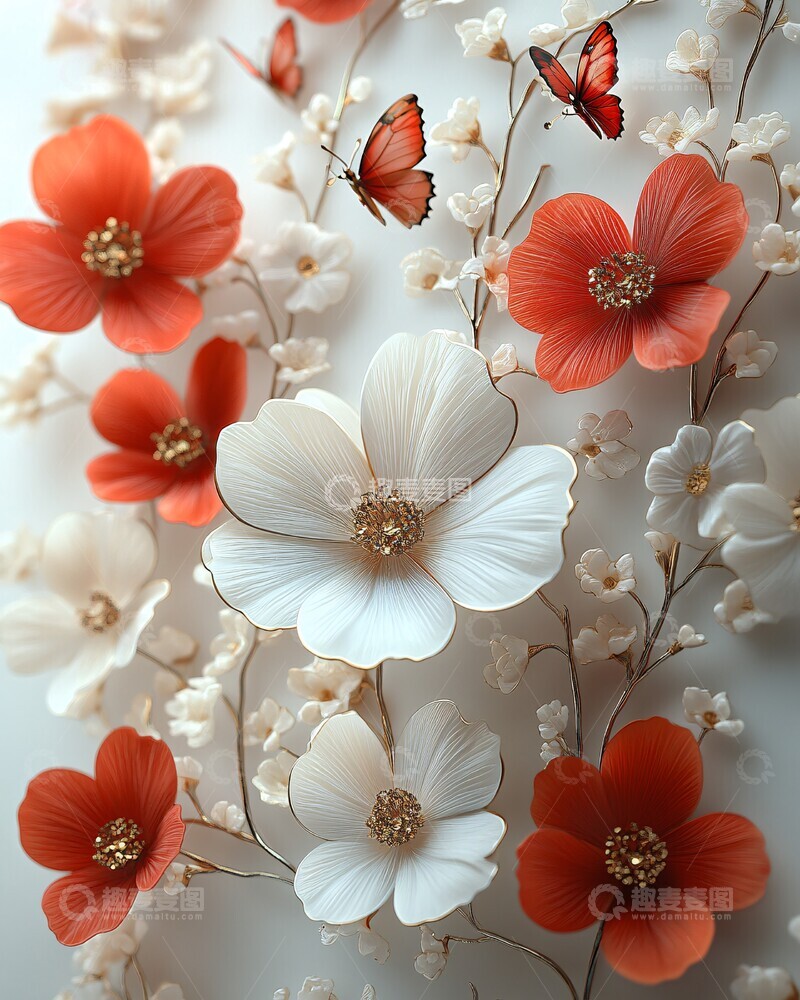 高清大图下载【趣麦麦图】红白花卉壁纸1