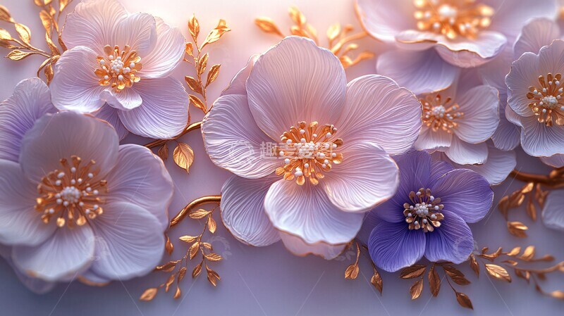 高清大图下载【趣麦麦图】白紫渐变花簇5