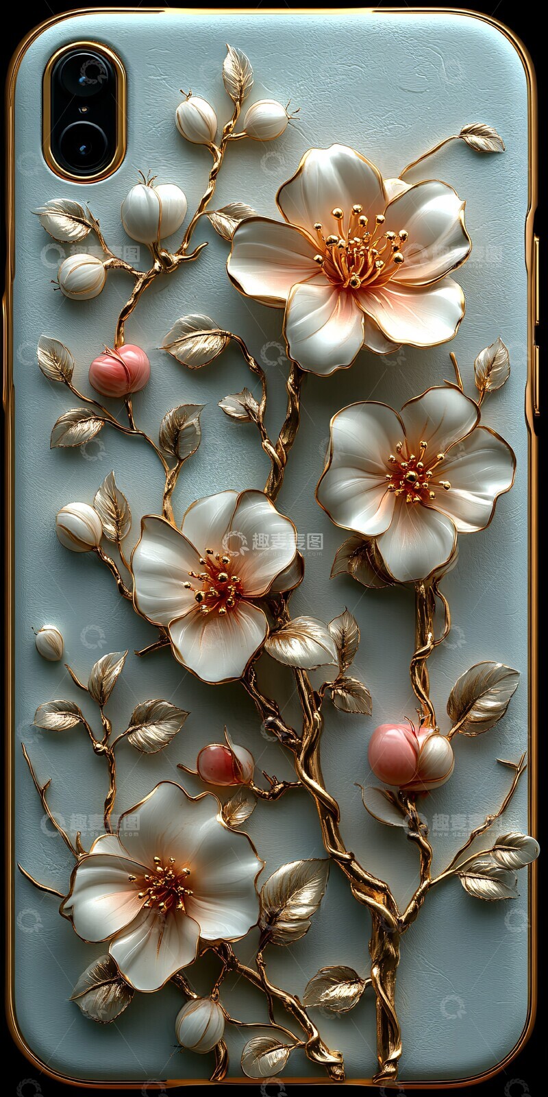 高清大图下载【趣麦麦图】复古花卉立体花纹2