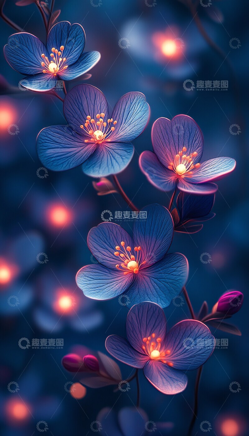 高清大图下载【趣麦麦图】蓝绿花纹幻想风格1