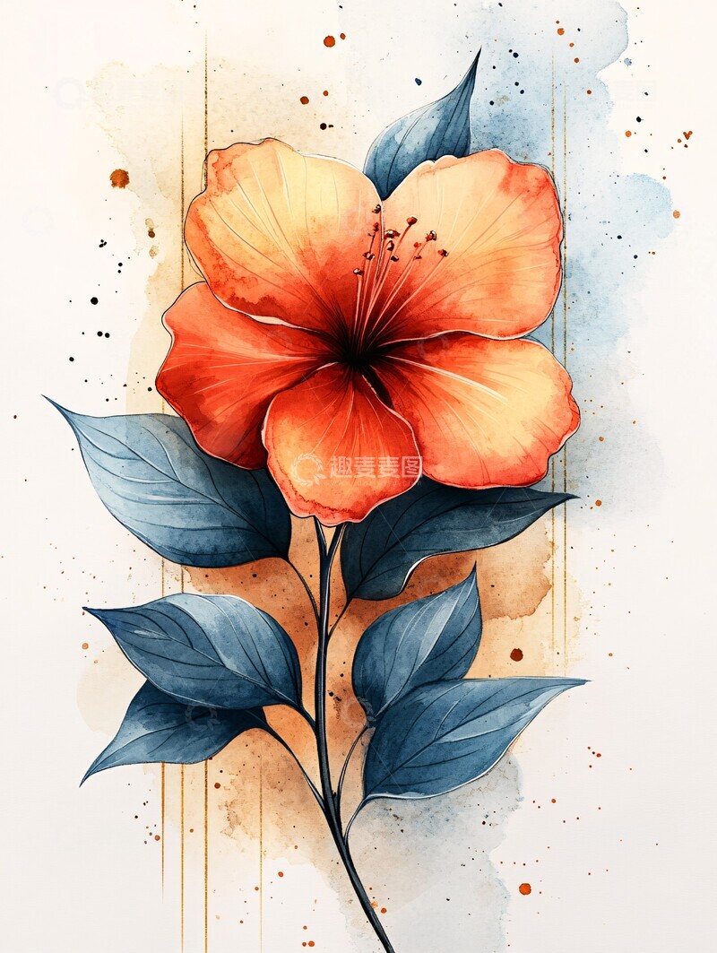 高清大图下载【趣麦麦图】水彩花卉几何框架