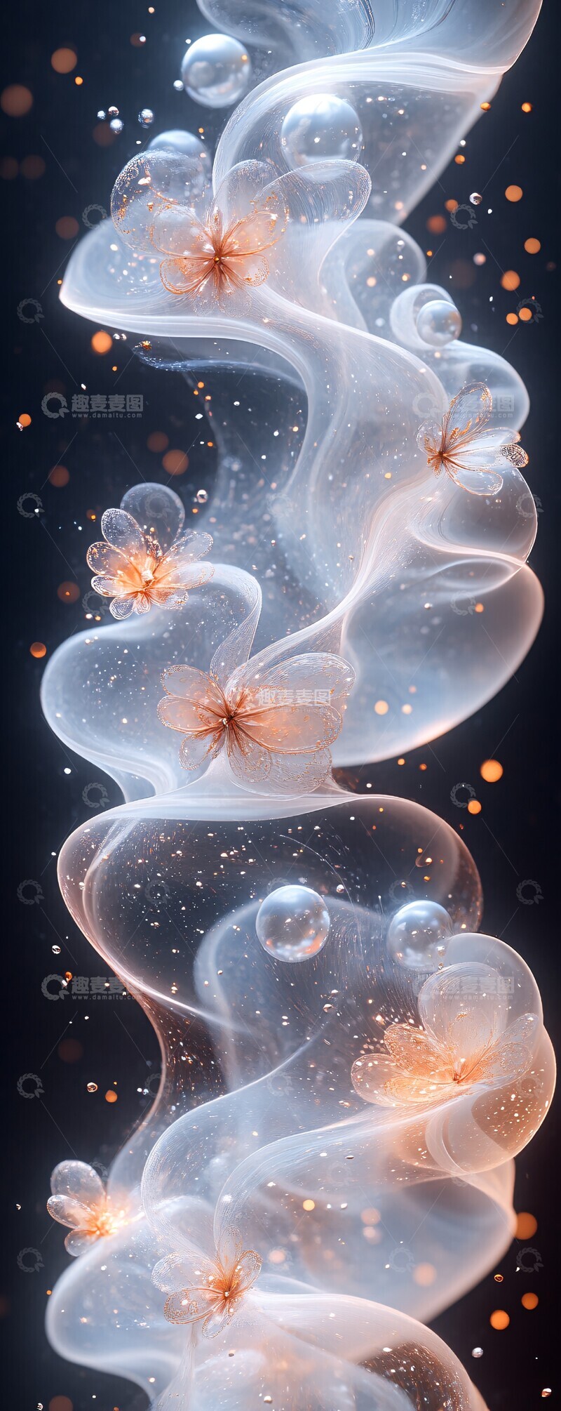 高清大图下载【趣麦麦图】珍珠蝴蝶抽象形