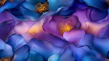 紫黄花蓝过渡花卉图2