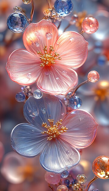 三维花朵宝石屏2