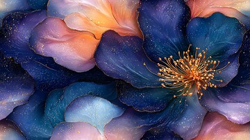 紫黄花蓝过渡花卉图1