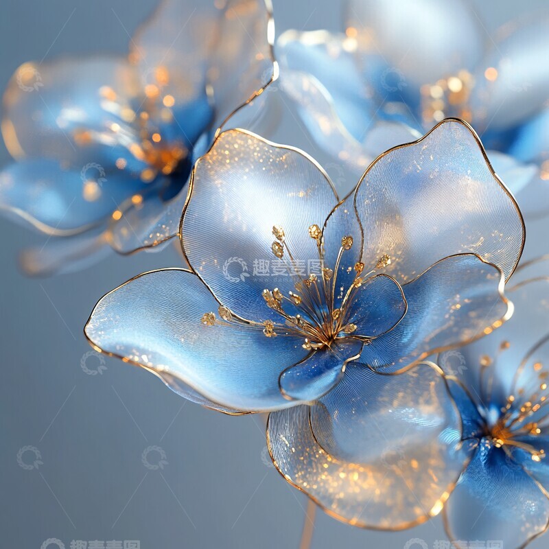 高清大图下载【趣麦麦图】蓝花金丝花瓣3