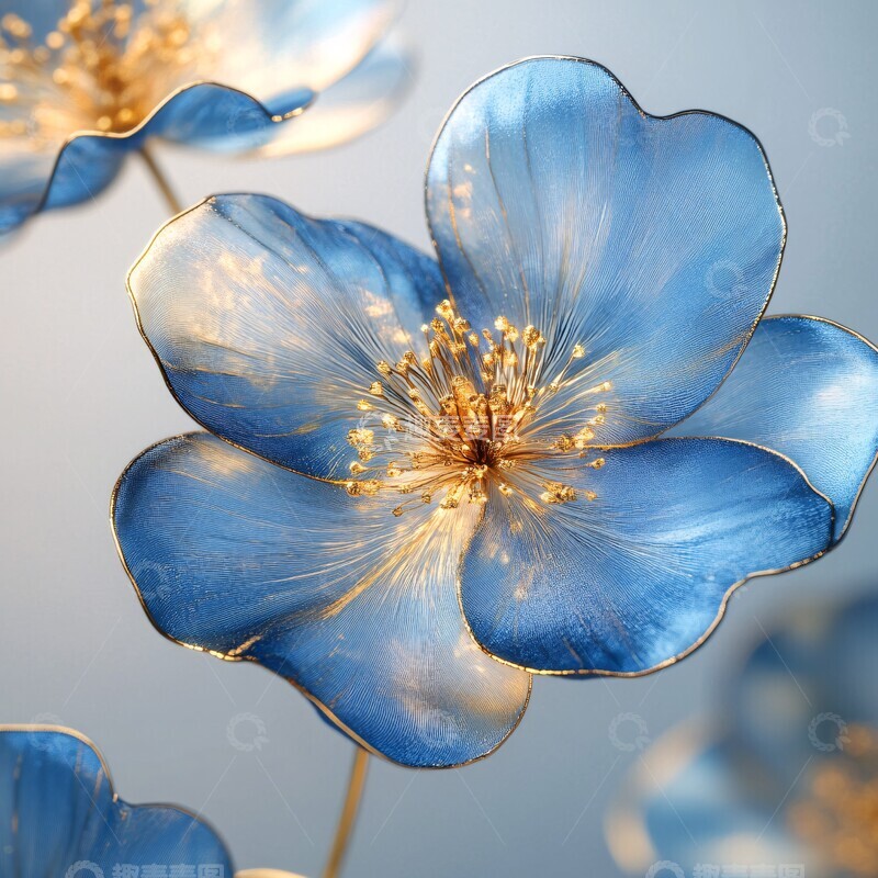 高清大图下载【趣麦麦图】蓝花金丝花瓣2