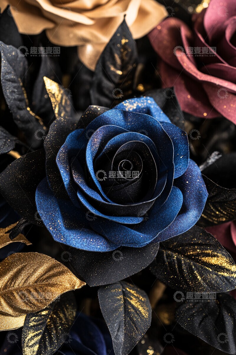 高清大图下载【趣麦麦图】魔法玫瑰玫瑰魔法蓝色1