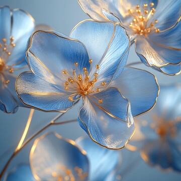 蓝花金丝花瓣
