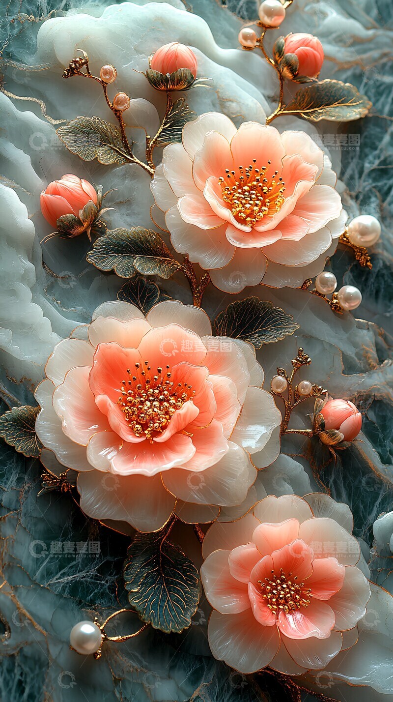 高清大图下载【趣麦麦图】玉雕水彩向日葵1