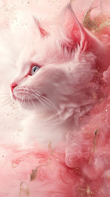 粉色金边猫墙纸2