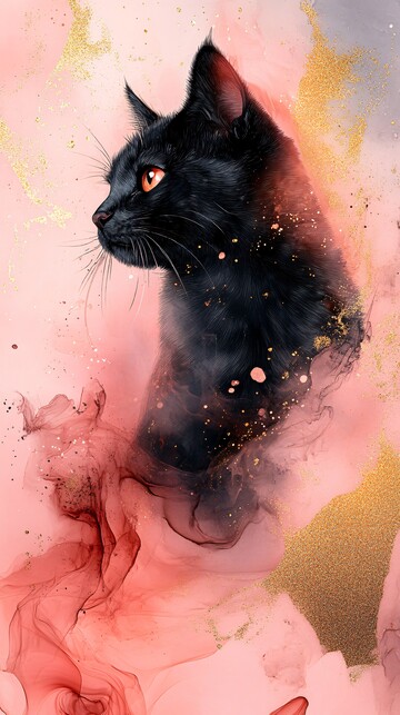 粉色金边猫墙纸