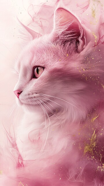 粉色金边猫墙纸1