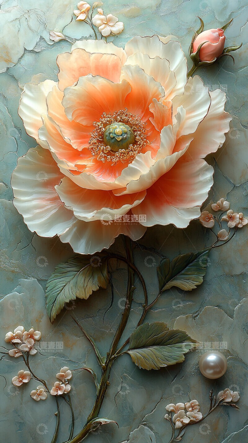 高清大图下载【趣麦麦图】玉雕水彩向日葵