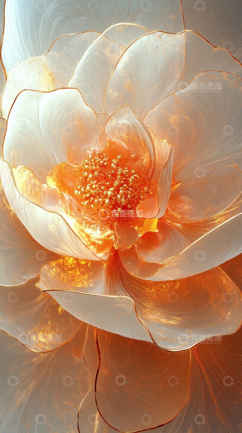 高清大图下载【趣麦麦图】金色渐变立体花2
