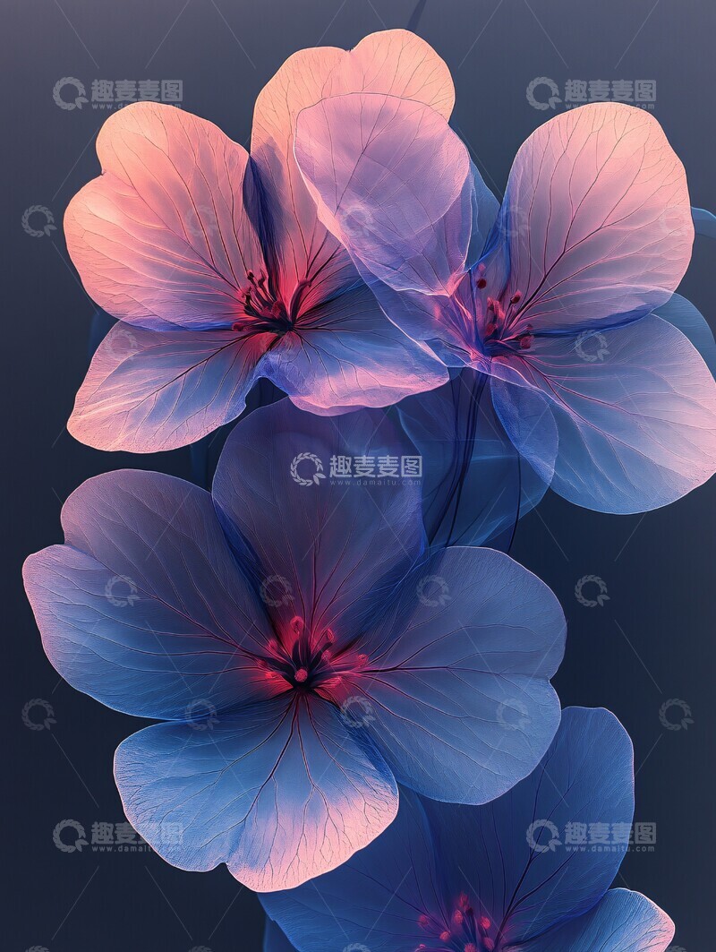 高清大图下载【趣麦麦图】蓝紫渐变花瓣层叠2