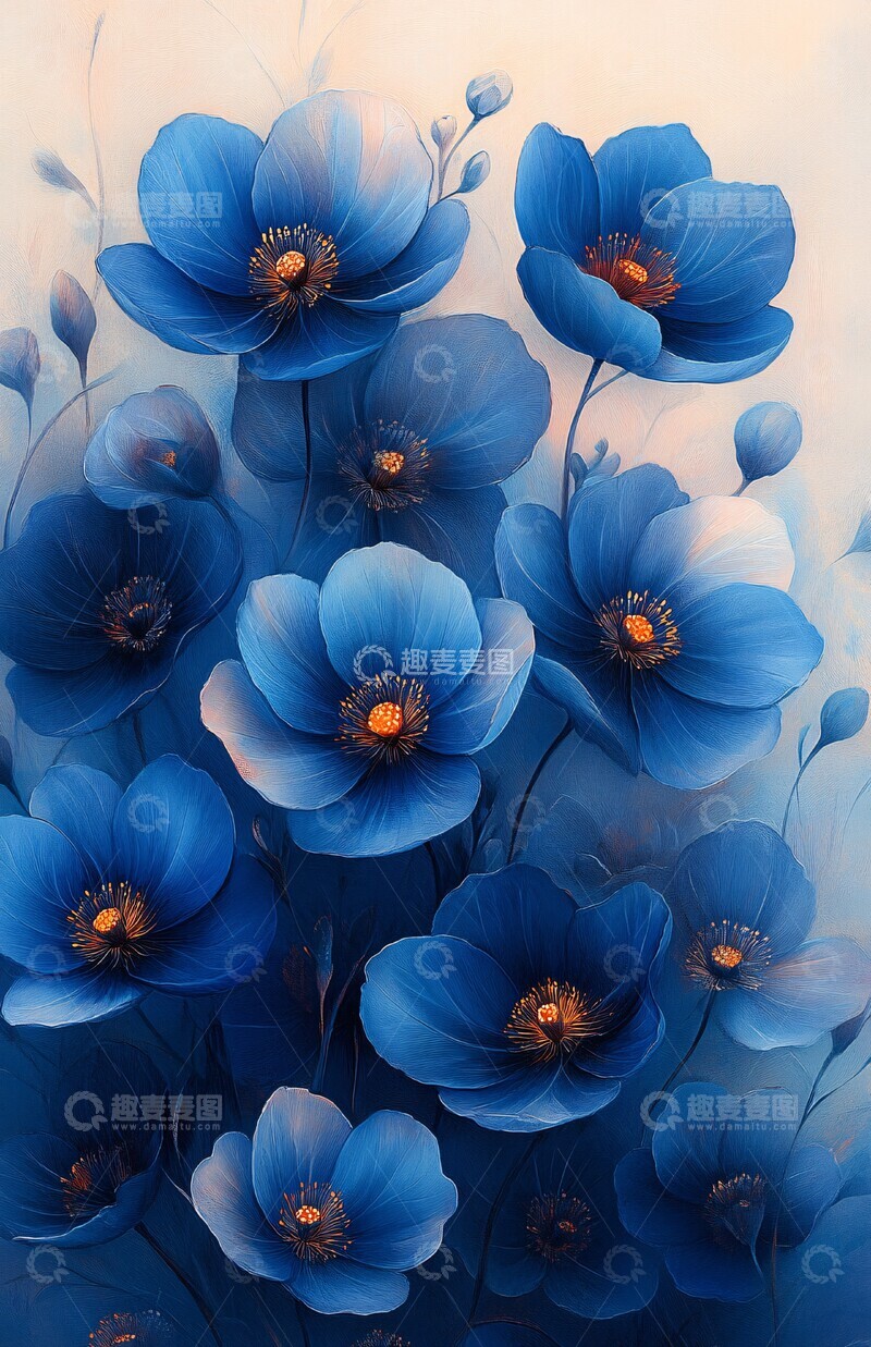 高清大图下载【趣麦麦图】蓝色花卉设计