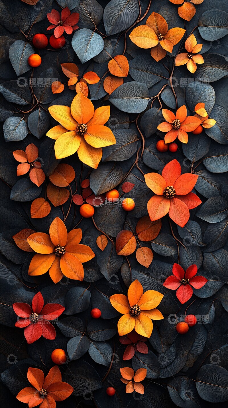高清大图下载【趣麦麦图】咖啡金色花瓣纹理1