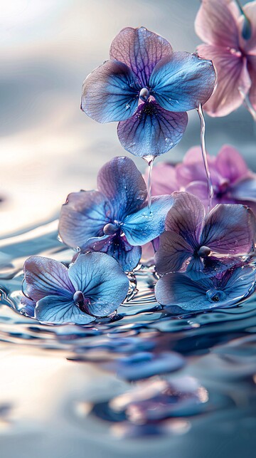 水纹丝绸蓝兰花