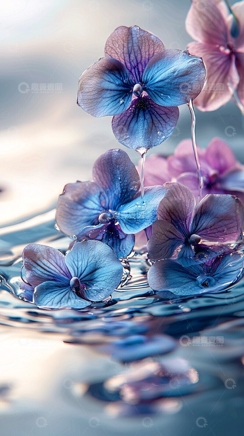 高清大图下载【趣麦麦图】水纹丝绸蓝兰花