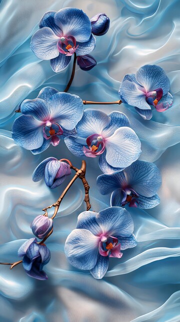 水纹丝绸蓝兰花1