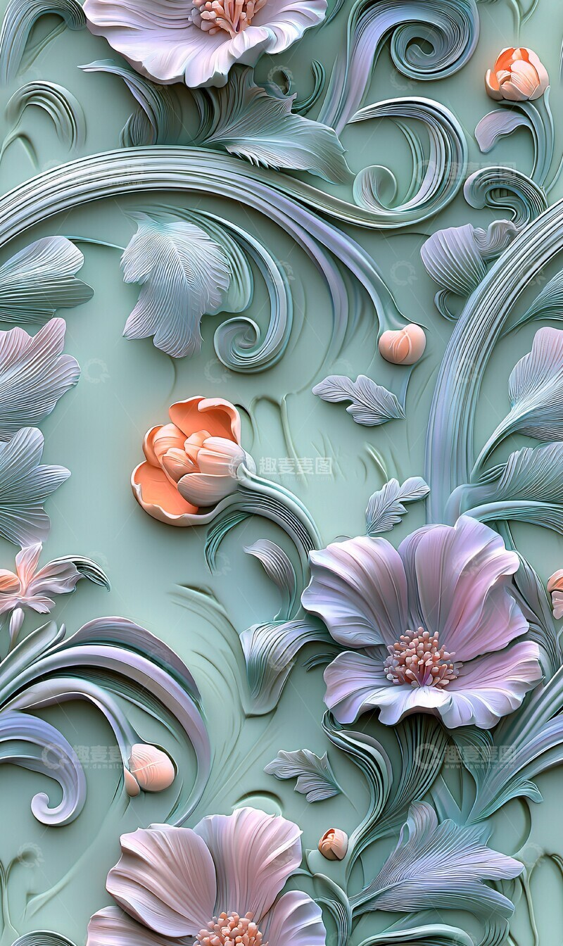 高清大图下载【趣麦麦图】柔雅花藤纹理1