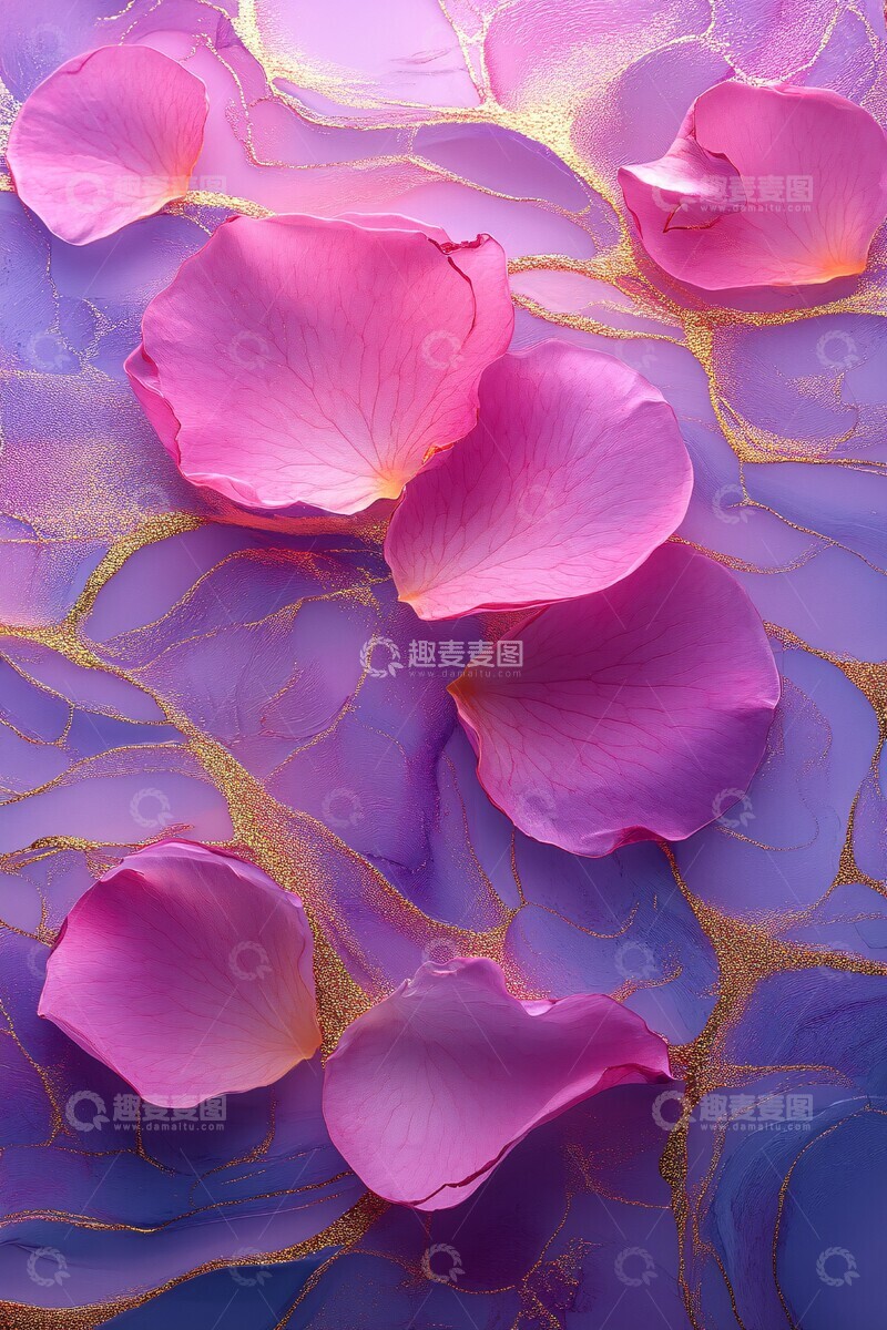高清大图下载【趣麦麦图】玫瑰花瓣与金粉