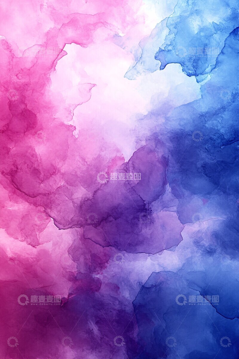 高清大图下载【趣麦麦图】粉色蓝色水彩背景3