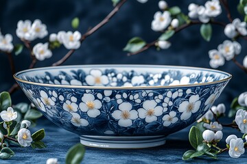 蓝白瓷茉莉金箔装饰1