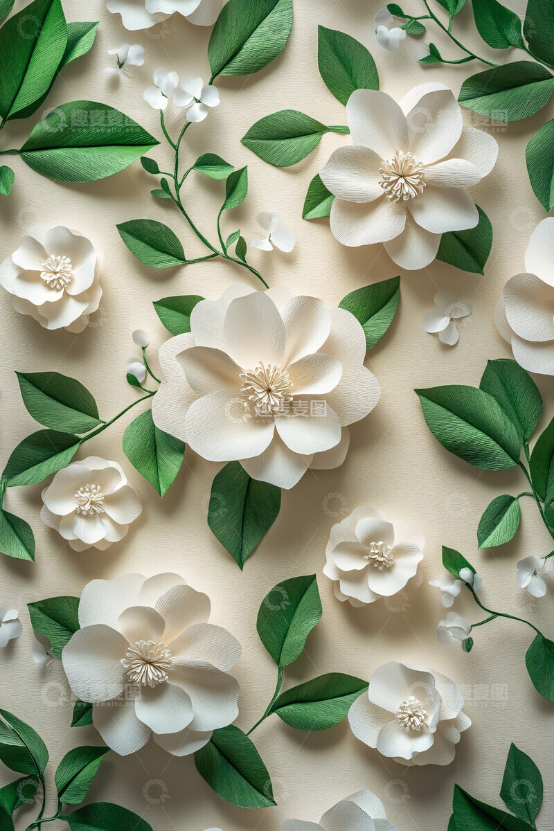 高清大图下载【趣麦麦图】茉莉花纸花贴纸3
