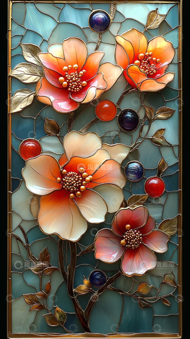 高清大图下载【趣麦麦图】粉色花瓣金色边2