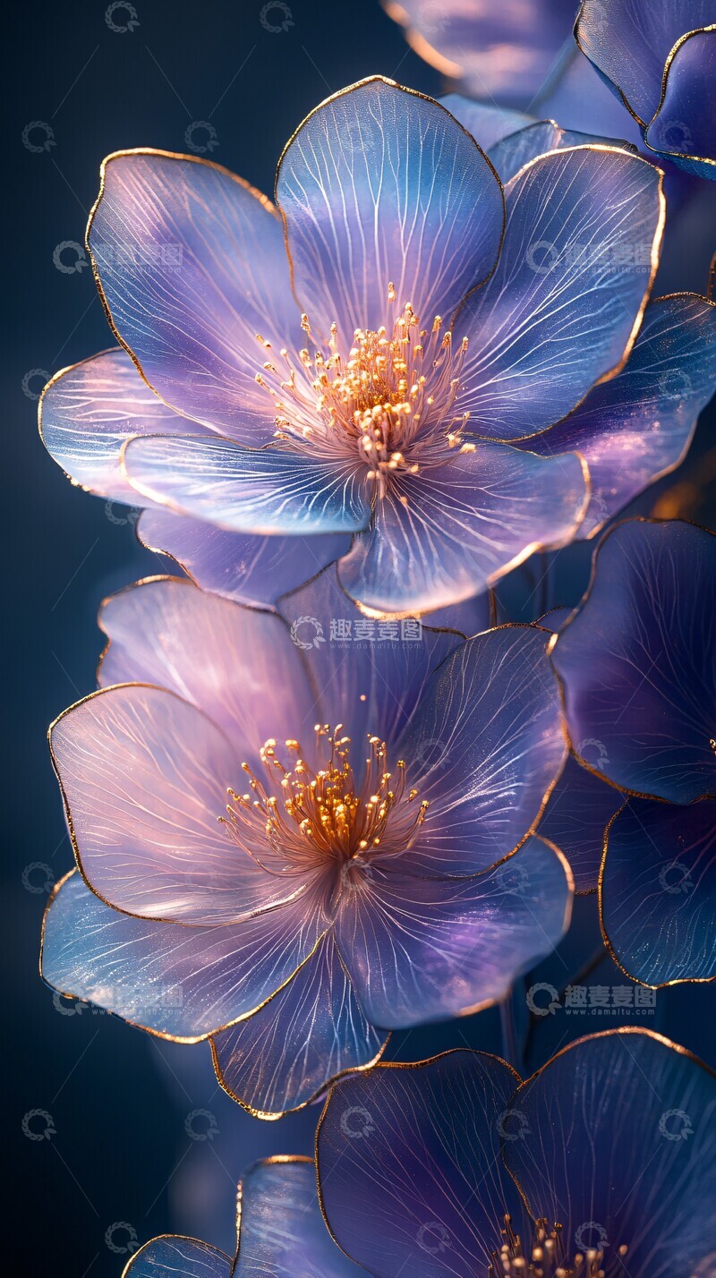 高清大图下载【趣麦麦图】酒墨金边花卉细节