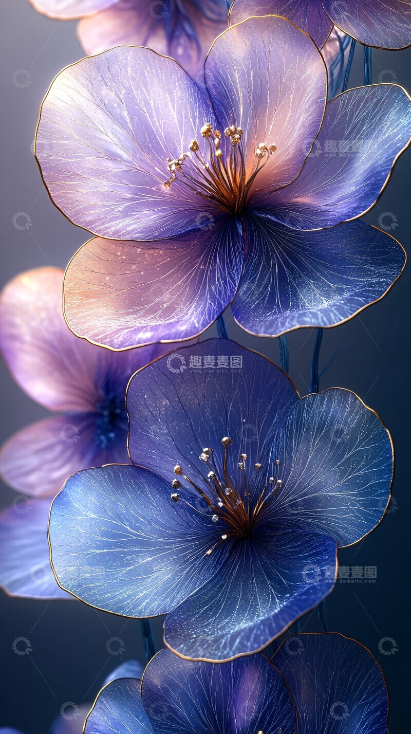 高清大图下载【趣麦麦图】酒墨金边花卉细节2