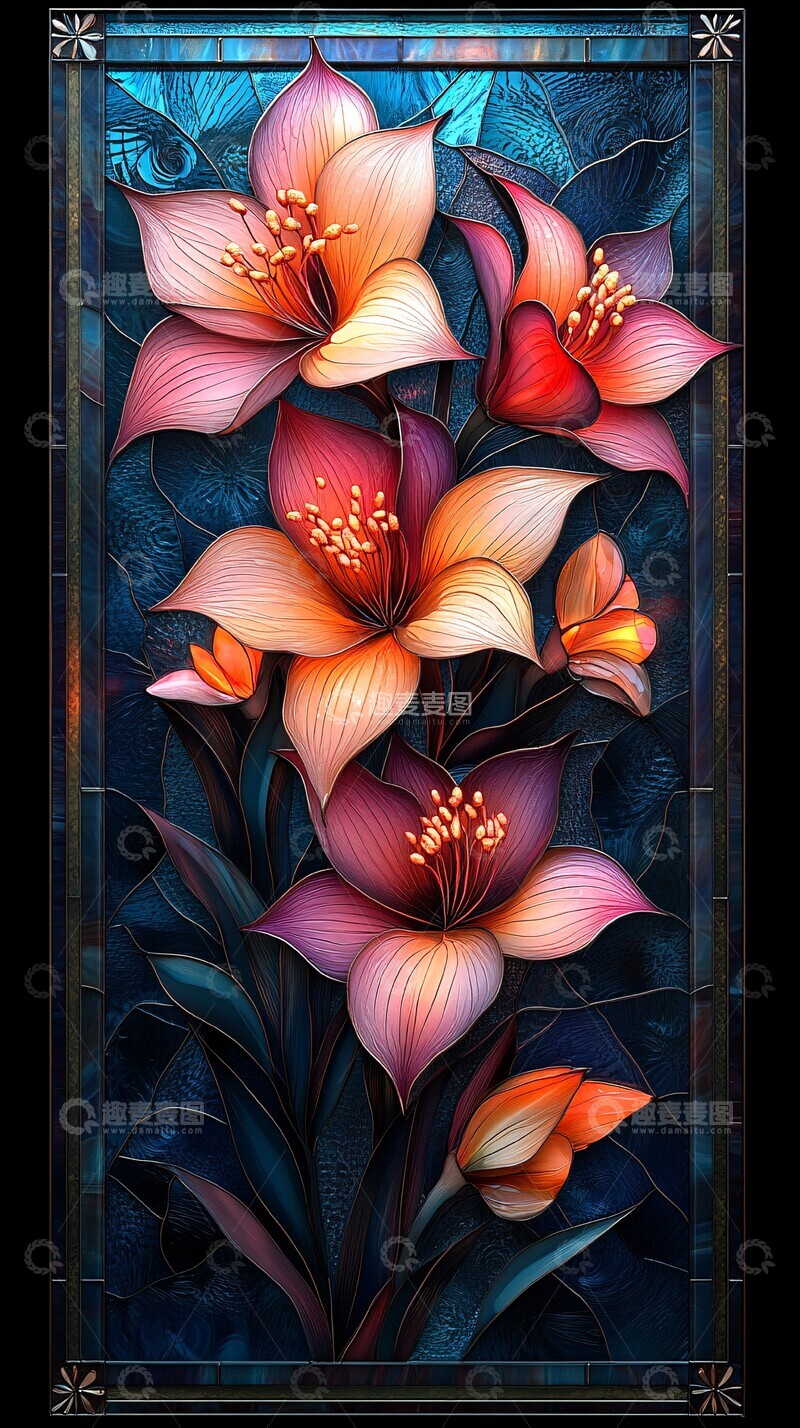 高清大图下载【趣麦麦图】粉色花瓣金色边3