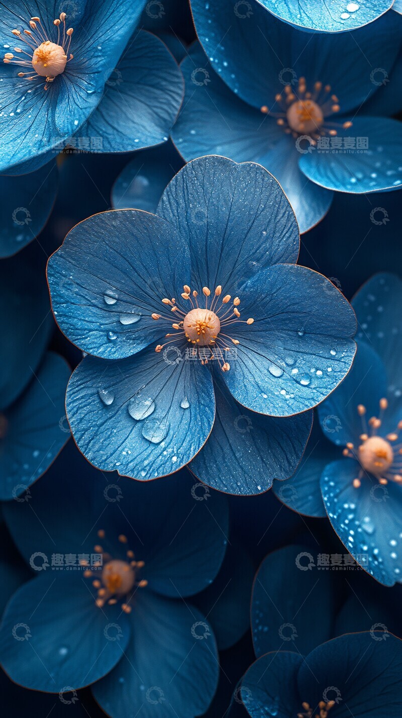 高清大图下载【趣麦麦图】蓝色花瓣满布