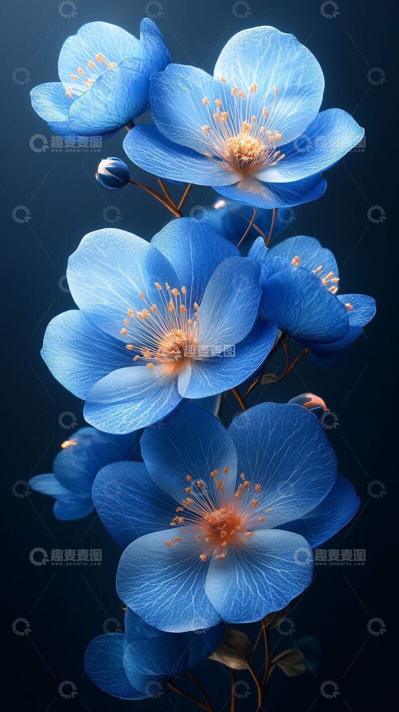 高清大图下载【趣麦麦图】蓝色花瓣满布2