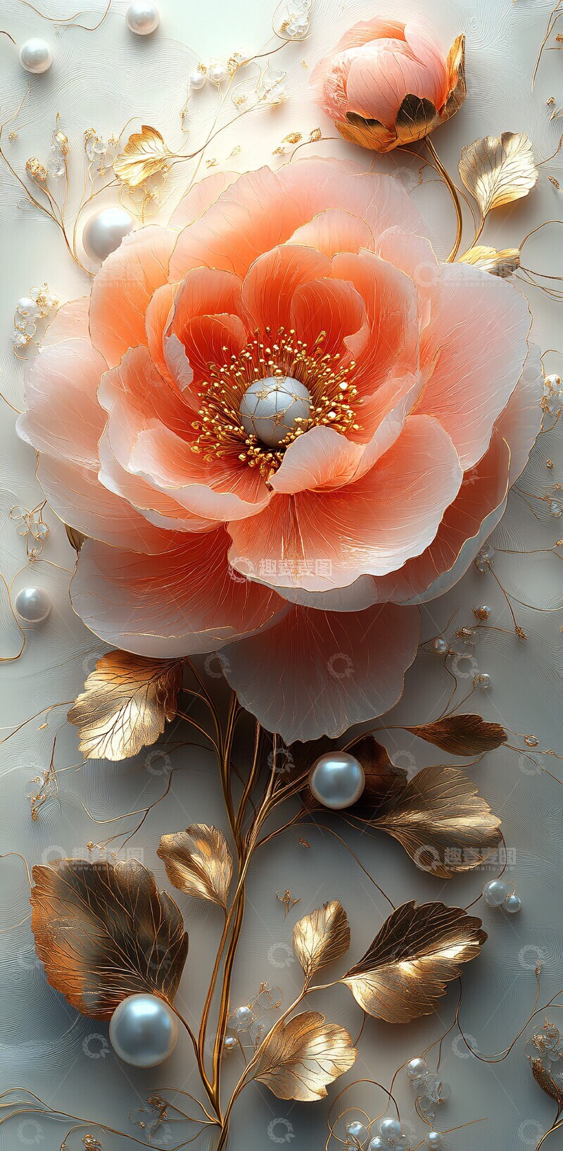 高清大图下载【趣麦麦图】粉色牡丹珍珠图