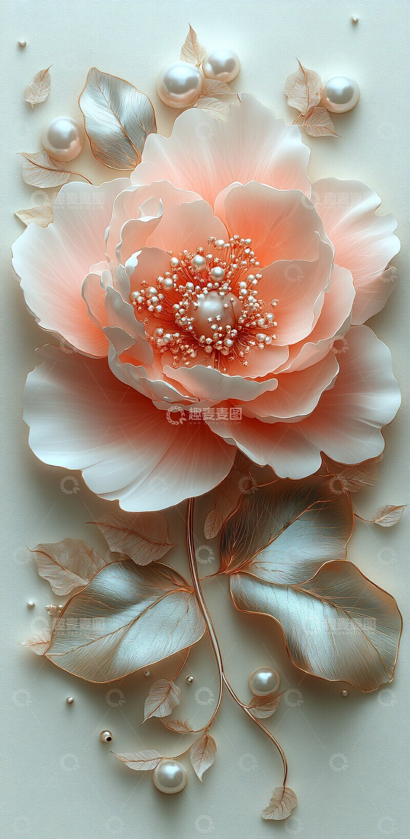 高清大图下载【趣麦麦图】粉色牡丹珍珠图2