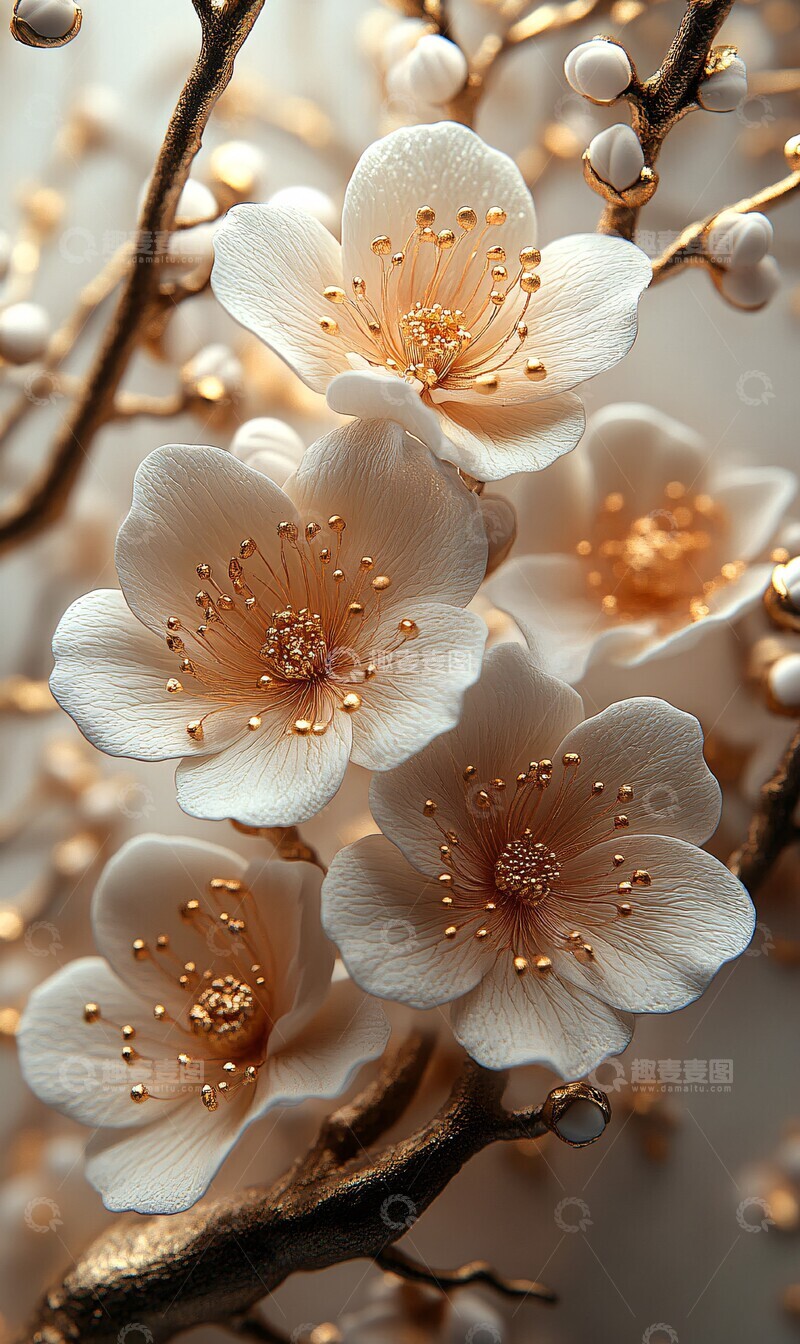 高清大图下载【趣麦麦图】白金花卉手机背景2