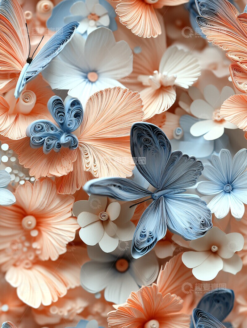 高清大图下载【趣麦麦图】蝴蝶花朵立体纸艺3