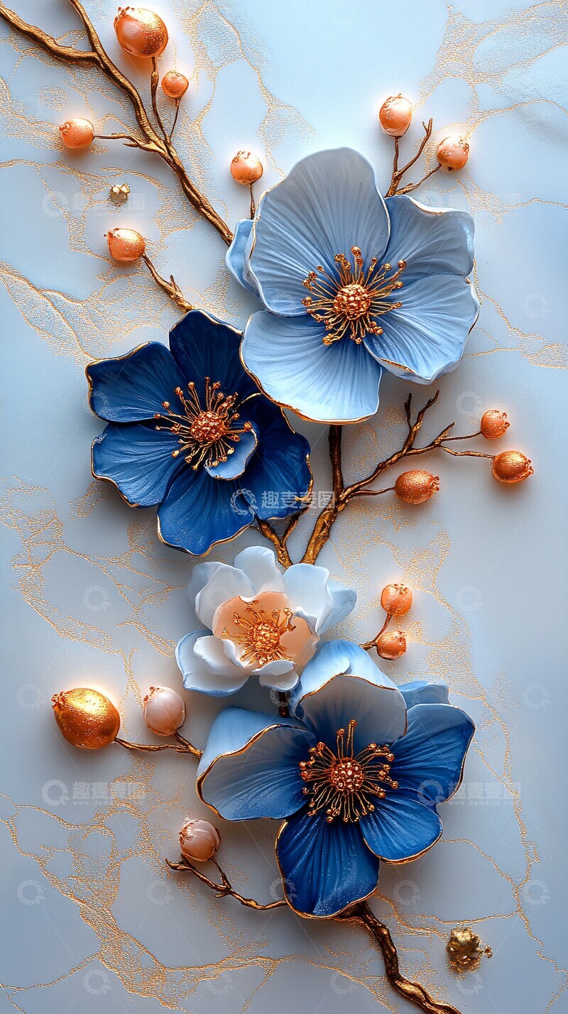 高清大图下载【趣麦麦图】白金青花纹邀请卡3