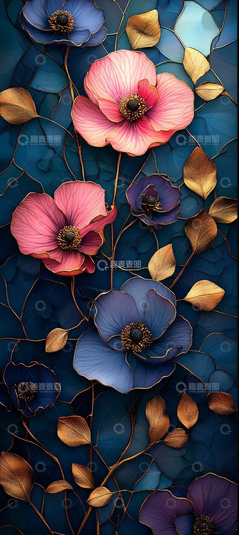 高清大图下载【趣麦麦图】粉色紫蓝色花纹